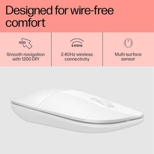 HP Z3700 Wireless Mouse – White, Slim Design, 2.4GHz, Multi-Device Compatible, 1200 DPI Optical Sensor, Up to 16-Month Battery Life