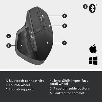 Buy Logitech,Logitech MX Master 2S Bluetooth Edition Wireless Mouse, Multi-Surface, Hyper-Fast Scrolling, Ergonomic, Rechargeable, Connects Up to 3 Mac/PC Computers - Graphite - Gadcet UK | UK | London | Scotland | Wales| Near Me | Cheap | Pay In 3 | Keyboard & Mouse