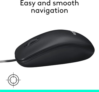 Logitech M100 Wired USB Mouse – 3 Buttons, 1000 DPI Optical Tracking, Ambidextrous, Compatible with PC, Mac, Laptop – Black