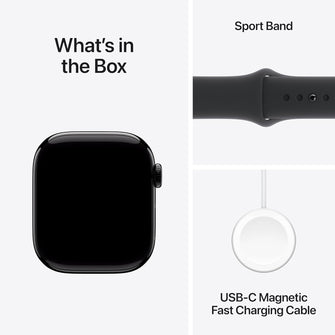 Apple Watch Series 10 GPS 42 mm Smartwatch with Jet Black Aluminium Case with Black Sport Band