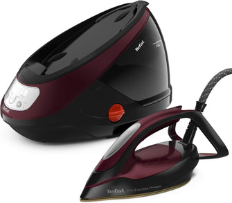 Tefal Pro Express Protect Steam Generator Iron – 1.8L, 7.5 Bar, 140g/min Continuous Steam, 560g/min Boost, 2600W, Removable Scale Collector – Burgundy & Black (GV9230)