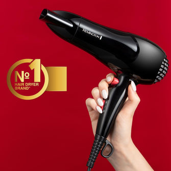 Remington Hair Dryer [Compact Blow Dryer] My Stylist (Powerful 1900W Performance, 2 Heat/Speed Settings with Cool Shot, Fast Dry Concentrator, Ceramic Ionic Grille for Even Heat, Black/Pink) D2000