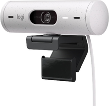 Logitech Brio 500 Full HD Webcam with Auto Light Correction, show Mode, Dual Noise Reduction Mics, Webcam Privacy Cover, Works with Microsoft Teams, Google Meet, Zoom, USB-C Cable, Streaming [White] - 1