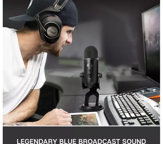 Logitech Blue Yeti USB Microphone for PC, Mac, Gaming, Recording, Streaming, Podcasting, Studio and Computer Condenser Mic with Blue VO!CE effects, 4 Pickup Patterns, Plug and Play – Black - 2