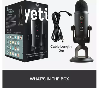 Logitech Blue Yeti USB Microphone for PC, Mac, Gaming, Recording, Streaming, Podcasting, Studio and Computer Condenser Mic with Blue VO!CE effects, 4 Pickup Patterns, Plug and Play – Black - 7