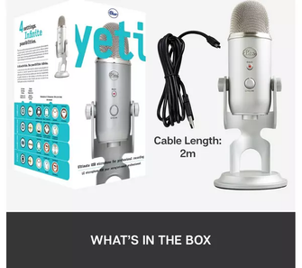 Yeti Blue USB Streaming Microphone - Silver, Optimized for Podcasting and Gaming - 8