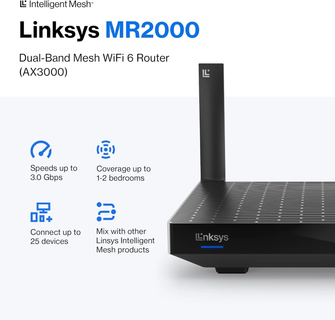 Linksys Hydra 6 Dual Band Mesh WiFi 6 Router (AX3000) - Wireless Gaming Router With Up To 3.0 Gbps Speed - 2