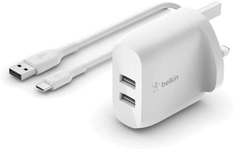 Belkin Boost Charge Dual USB-A Wall Charger 24 W + USB-A to USB-C Cable - 1