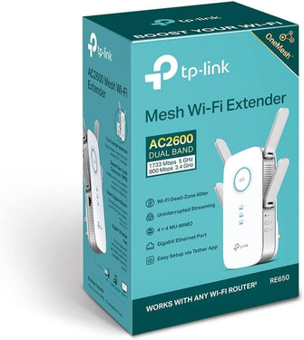 TP-Link AC2600 Dual Band Mesh Wi-Fi Range Extender, Wi-Fi Booster/Hotspot with 1 Gigabit Port, Dual-Core CPU, Built-In Access Point Mode - 8