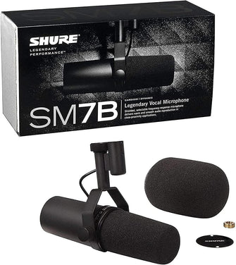 Shure SM7B Vocal Dynamic Microphone Broadcast, Podcast & Recording, XLR Studio Mic Music & Speech,  Detachable Windscreen - Black - 2