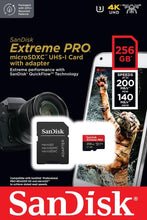 SanDisk 256GB Extreme PRO microSDXC card + SD adapter + RescuePro Deluxe, up to 200 MB/s, UHS-I Class 10 U3 V30 - 5