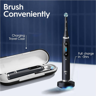 Oral-B iO9 Electric Toothbrushes For Adults, App Connected Handle, 1 Toothbrush Head & Charging Travel Case, 2 Pin UK Plug, Black - 6