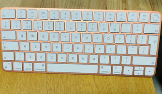 Apple Magic Keyboard with Touch ID: Bluetooth, rechargeable. Works with Mac computers silicon; British English, white keys with varities of Colours - 4