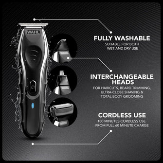 WAHL Aqua Blade 10 in 1 Multigroomer, Beard and Body Trimmers Men, Stubble Trimming, Body Shaving, Faceand Body Groomin,Male Set  - Black - 2