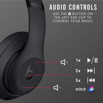 beats Studio3 Wireless Noise Cancelling Over-Ear Headphones - Apple W1 Headphone Chip, Class 1 Bluetooth, Active Noise Cancelling, 22 Hours Of Listening Time - Matte Black  - 5