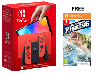 Nintendo Switch OLED Model Console - Mario Red Edition [Legendary Fishing Dowload Code Free]  - 1