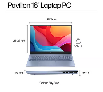 HP Pavilion 16-ag0508sa 16" Laptop - AMD Ryzen 5, 512 GB SSD, Sky Blue (Used) [Comes with 3rd party Charger] - 10