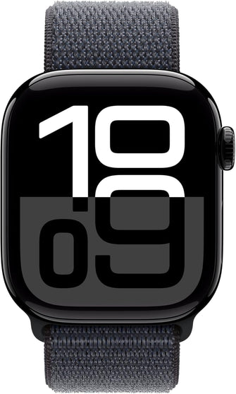 Apple Watch Series 10 GPS + Cellular 46 mm Smartwatch with Jet Black Aluminium Case with Ink Sport Loop - One Size. Fitness Tracker, ECG App, Always-On Retina Display, Carbon Neutral  - 1