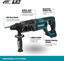 Makita DHR241Z 18V Li-ion LXT 20mm SDS-Plus Rotary Hammer - Batteries and Charger Not Included - 2