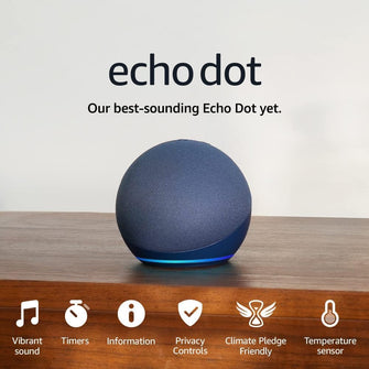 Echo Dot (Newest Gen) Smart Speaker with Alexa Big Vibrant Sound – Deep Sea Blue - 1