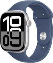 Apple Watch Series 10 GPS 46 mm Smartwatch with Silver Aluminium Case with Denim Sport Band - M/L. Fitness Tracker, ECG App, Always-On Retina Display, Water Resistant  - 1