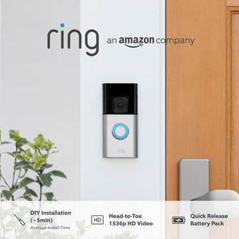 Ring Battery Video Doorbell Plus DIY Wireless Security Camera with Advanced Features - 1