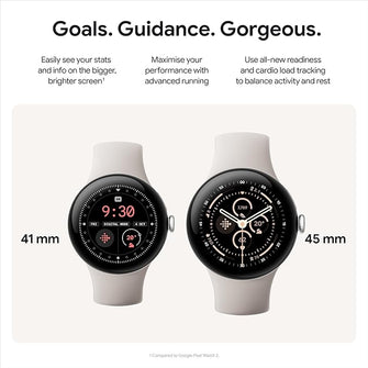 Google Pixel Watch 3 (45 mm) – Android smartwatch with heart rate tracking, advanced running from Fitbit, fitness insights, 24-hour battery – Matte Hazel Aluminium Case – Hazel Active band – Wi-Fi - 2