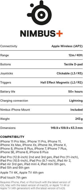 SteelSeries Nimbus+ Wireless Gaming Controller for iPhone - 7