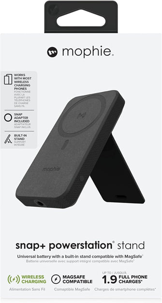 ZAGG mophie Snap+ Powerstation Stand, Magnetic and portable wireless battery, compatible with MagSafe, 10,000mAh internal battery, Black  - 1