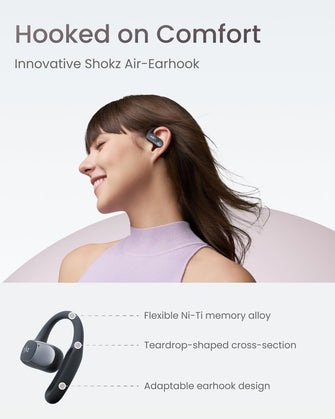 SHOKZ OpenFit Air Open-Ear Headphones, True Wireless Bluetooth Earphones with Mic, Fast Charging, 28h Playtime, IP54 Waterproof for Workout - Black  - 6