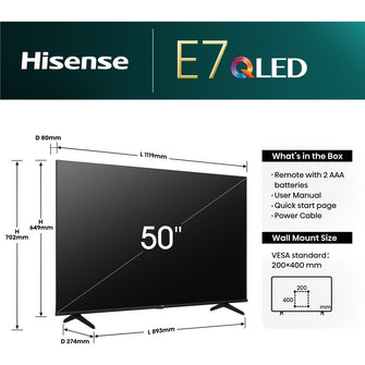 HISENSE 50E7NQTUK 50" Smart 4K Ultra HD HDR QLED TV with Amazon Alexa - 4