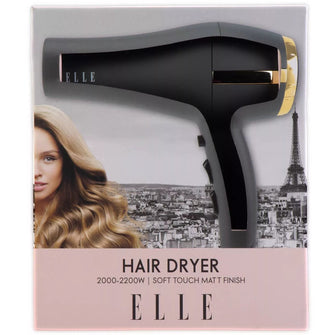 ELLE Hair Dryer Soft Touch Matt Finish Dryer With 2 Speed & 3 Heat Setting - Black - 1