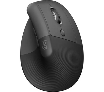 Logitech Lift Vertical Ergonomic Mouse, Wireless, Bluetooth or Logi Bolt USB receiver, Quiet clicks, 4 buttons, compatible with Windows/macOS/iPadOS, Laptop, PC - Graphite - 1