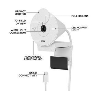 LOGITECH Brio 300 Full HD Webcam - Off-White - 6