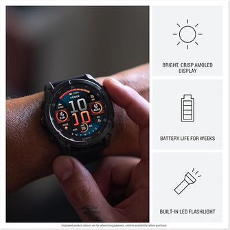 Garmin fēnix 8 Premium Multisport GPS Smartwatch, 47mm AMOLED Touchscreen, Advanced Health & Training Features, Built-in LED Flashlight, Up to 29 Days Battery Life, Slate - Gray - 3