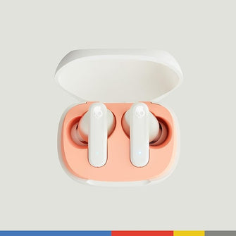 Skullcandy Smokin' Buds in-Ear Wireless Earbuds, 20 Hr Battery Works with iPhone Android and Bluetooth Devices - Bone/Orange Glow - 1