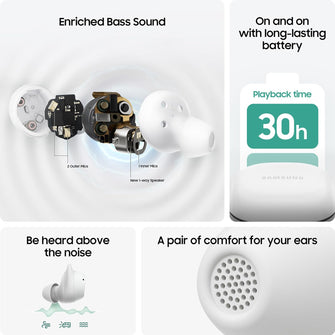 Samsung Galaxy Buds FE Wireless Earbuds, Active Noise Cancelling, Comfort Fit, White, 2 Year Manufacturer Extended Warranty (UK Version)