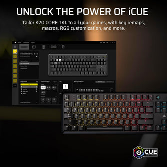 CORSAIR K70 CORE TKL RGB Tenkeyless Mechanical Wired Gaming Keyboard Sound Dampening– Black