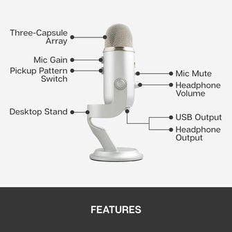 Buy Logitech,Logitech Blue Microphones Yeti - 10-Year Anniversary Edition - Microphone - USB - Silver - Gadcet UK | UK | London | Scotland | Wales| Ireland | Near Me | Cheap | Pay In 3 | Microphones