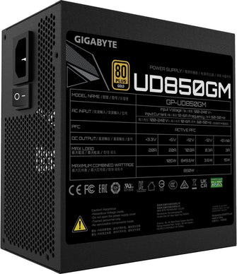 GIGABYTE UD850GM 850W Power Supply Unit - 80 PLUS Gold Certified, Fully Modular, Japanese Capacitors, UK Plug