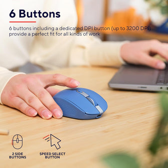 Trust Ozaa Silent Wireless Mouse - Bluetooth & 2.4GHz, Multi-Device, Eco-Friendly, Rechargeable, for Windows, Mac, Android, Laptop & PC - Blue