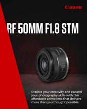 Canon RF 50mm F1.8 STM Lens - Compact, Lightweight, Fast Aperture - For EOS R Series Cameras, Black