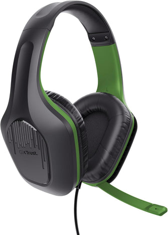 Trust Gaming GXT 415X Zirox Lightweight Gaming Headset – 50mm Drivers, 3.5mm Jack, 1.2m Cable, Foldaway Microphone, Over-Ear, Wired – Black/Green