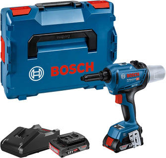 Bosch Professional 18V GRG 18V-16 C Cordless Rivet Gun – 16,000N Max Tensile Force, 25mm Stroke Length, 2x GBA 18V 2.0Ah Batteries, GAL 18V-40 Charger, L-BOXX 136