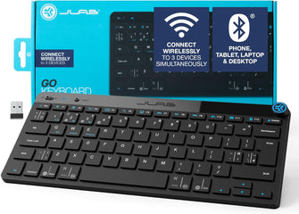 Buy JLab,JLab Go Wireless Keyboard - Small Bluetooth Keyboard with 2.4G USB Connectivity, Multi Device Quiet Portable Keyboard for iPad/iPad Mini/Tablet/PC/Laptop/Android/Apple Mac, Flat Compact Design - Gadcet UK | UK | London | Scotland | Wales| Near Me | Cheap | Pay In 3 | Keyboards