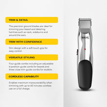 Wahl Groomsman Rechargeable Beard Trimmer - Cordless Stubble & Beard Trimmer, Male Grooming Set, Gifts for Him, Beard Care Kit