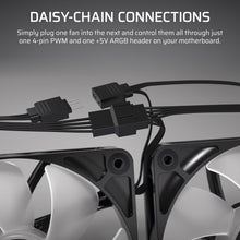 Corsair RS120 ARGB 120mm PWM Fan - Daisy-Chain Connection, Low-Noise, Magnetic Dome Bearing, Single Pack - Black