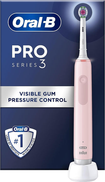 Buy Oral-B,Oral-B Pro 3 Electric Toothbrush with Smart Pressure Sensor - Pink - Gadcet.com | UK | London | Scotland | Wales| Ireland | Near Me | Cheap | Pay In 3 | Health & Beauty