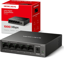 MERCUSYS MS105GS 5-Port Gigabit Network Switch – Metal Case, Ethernet Splitter, Desktop/Wall Mount, Silent Operation, Power Saving, Plug & Play