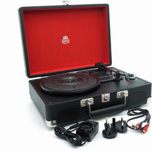 Buy GPO,GPO Soho Retro Briefcase Style 3 Speed Turntable- Black & Silver - Gadcet UK | UK | London | Scotland | Wales| Near Me | Cheap | Pay In 3 | Speakers
